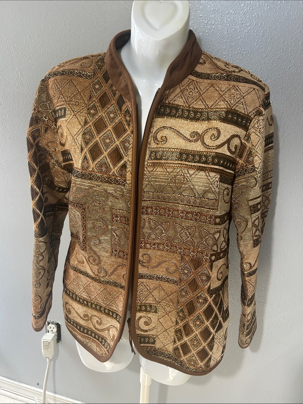 Dressbarn Classic Brown Patterned Women’s Jacket Size M